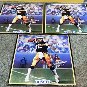 3 Pittsburgh Steelers football QB Terry Bradshaw Busch Beer Poster Lot 17” X 15”